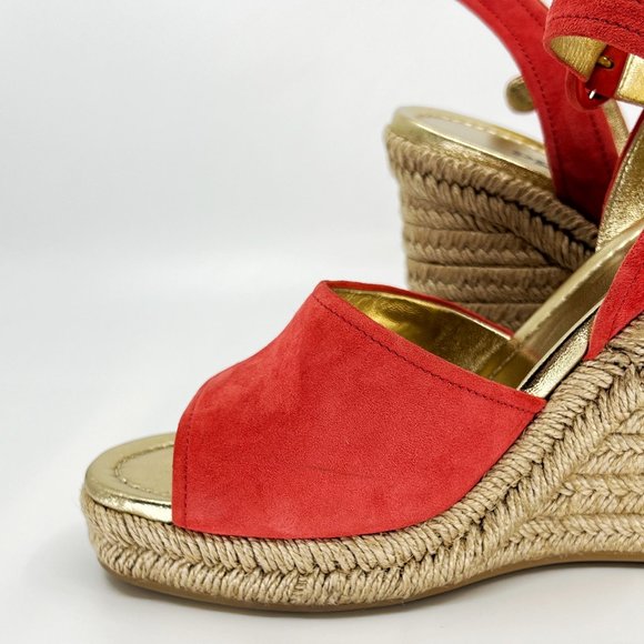 PRADA Size 39 US 9 Calzature Donna Suede Woven Espadrille Wedge Sandals Box/Dust - Picture 3 of 15